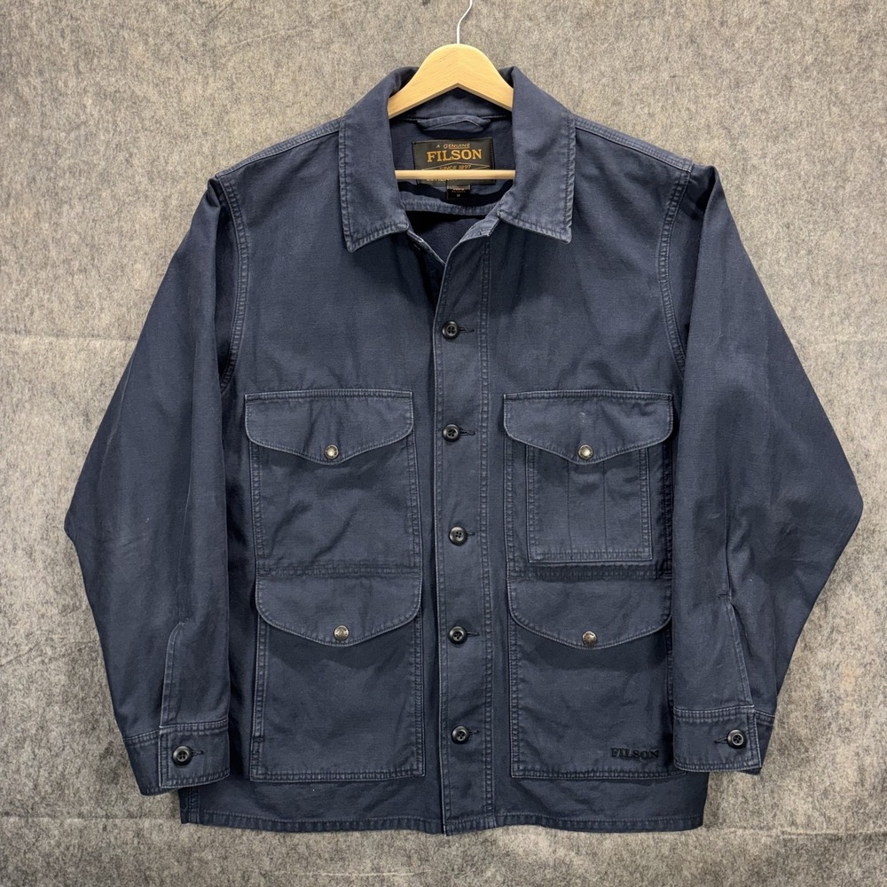 C.C. Filson Field Cruiser Jacket Blue Mussel Men's Medium Chore Coat Pockets